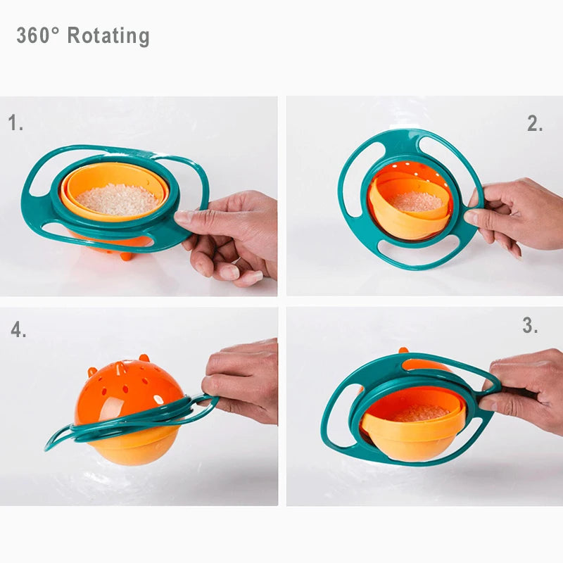 Universal Gyro Bowl 360 Rotate Spill Proof Feeding