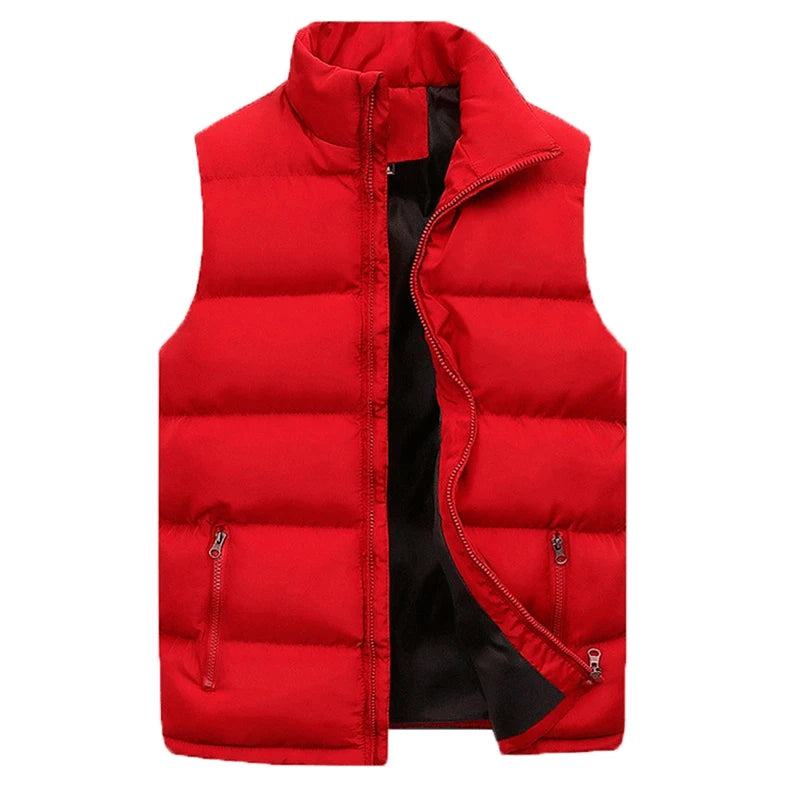 FGKKS Brand 2023 Winter Men Vest Parkas Cotton Casual Sleeveless Stand Thick Clothes Solid Color Vest Jacket Male