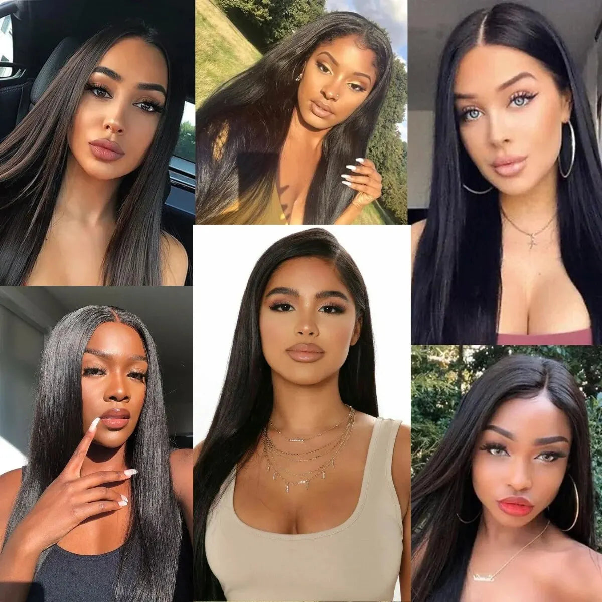 Long Straight Black Lace Front Wig Natural Black Pre Plucked Synthetic HD Lace Front Wig For Women Glueless Heat Resistant Fiber