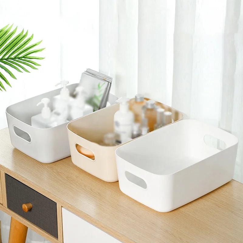 Desktop plastic cosmetic storage box Bathroom kitchen storage basket S-L Dormitory miscellaneous storage box 1 Pcs