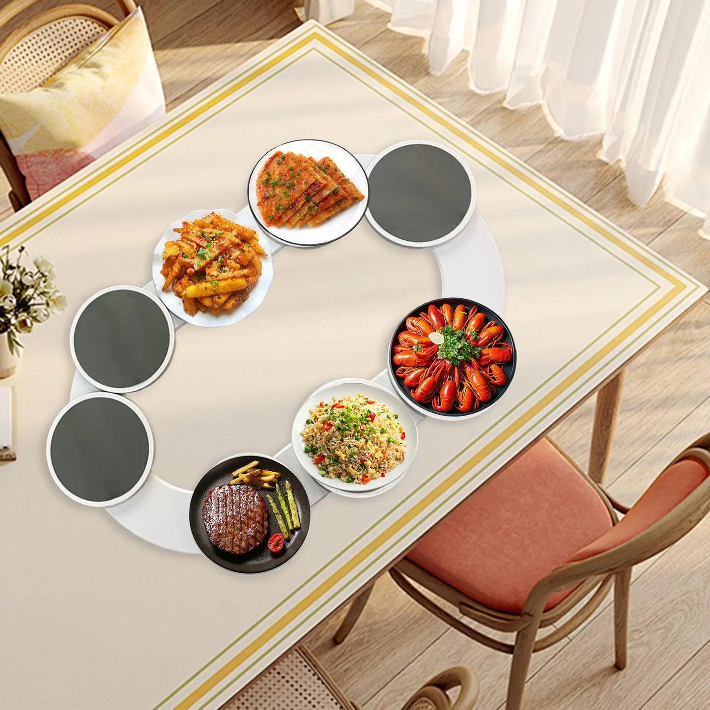 Rotating Dining Table Tray Food Serving Lazy Susan Tray Rotating Meal Tray Food Serving Turntable for Home Restaurant Kitchen