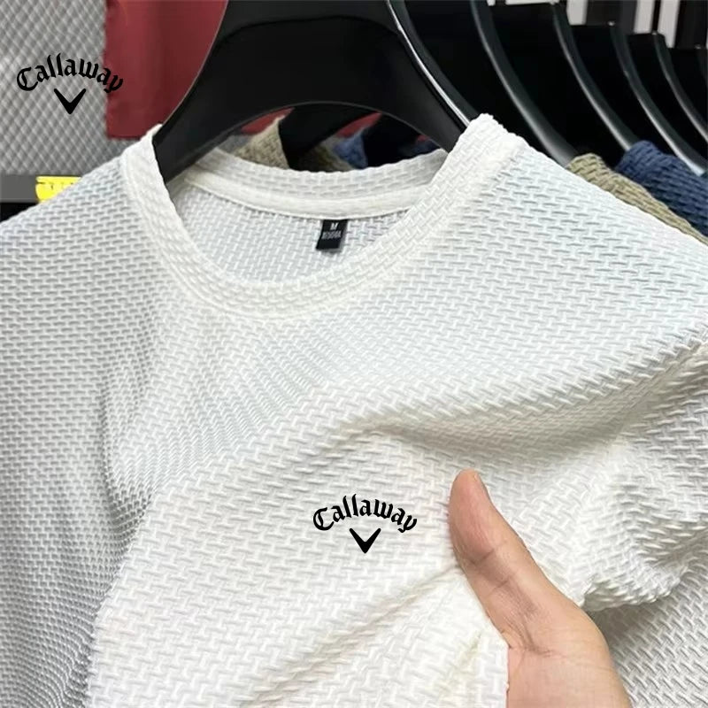 New Summer Men's Embroidered Ice Cool Hollow Silk Lapel Knitted Polo Shirt Luxury Fashion Casual Comfortable Cool T-shirt Top