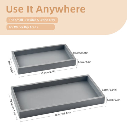 Silicone tray for bathroom countertops, hand sanitizer shampoo storage tray, jewelry display tray for decorative storage