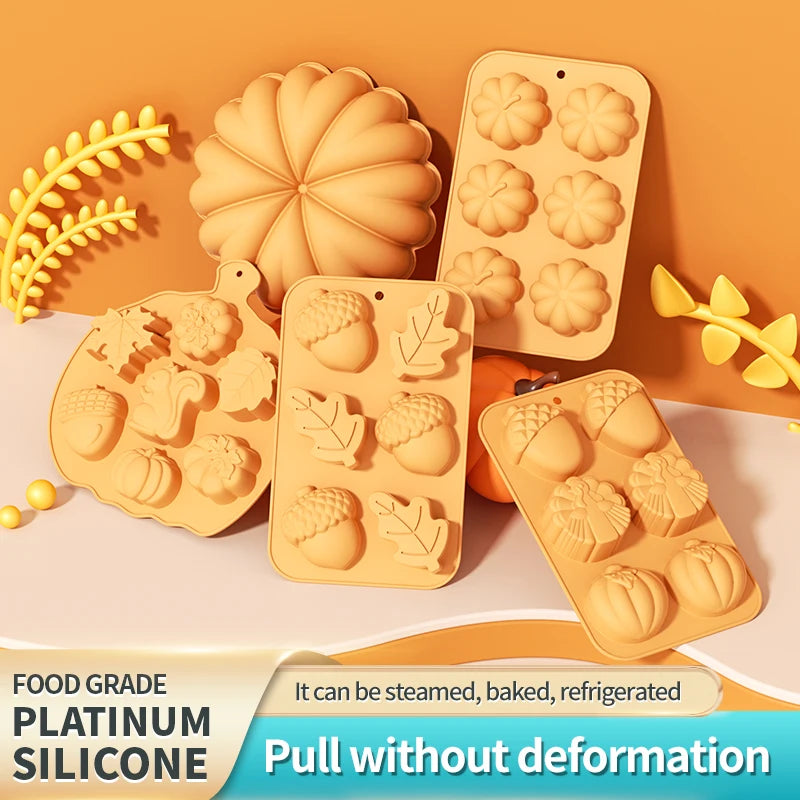 Pumpkin Silicone Baking Molds Harvest Halloween Pumpkin Chocolate Cake Fondant Pastry Mould Candle Soap Molds Home Kitchen Tools