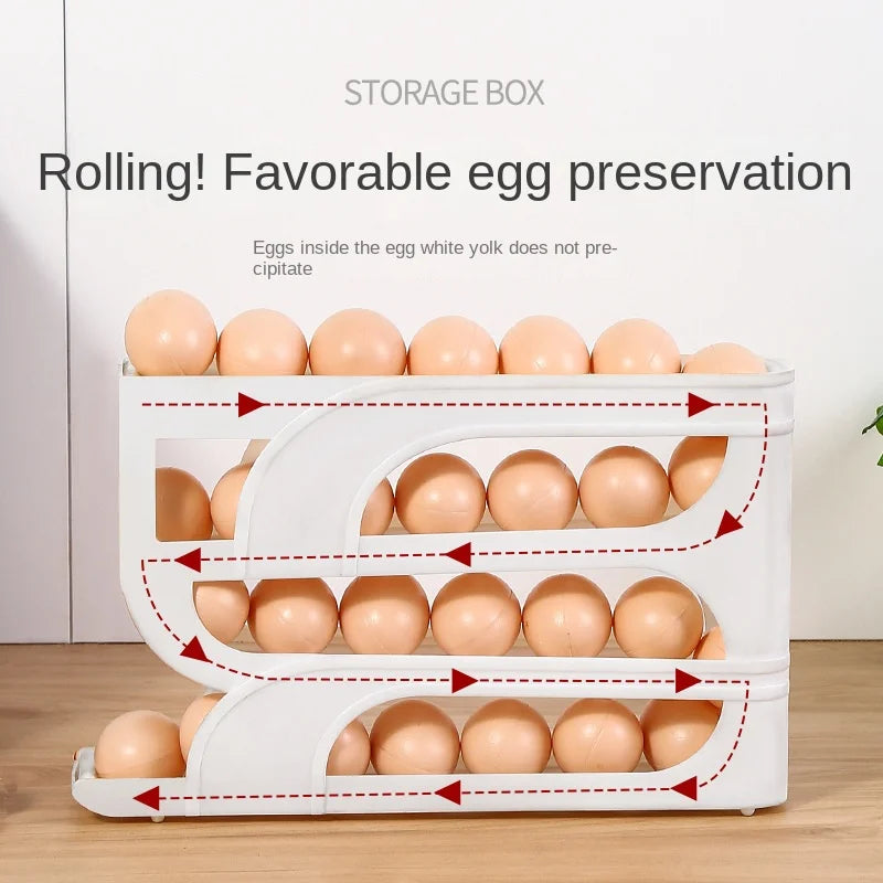 Household automatic rolling egg storage box kitchen refrigerator side door egg preservation rack 30 egg boxes