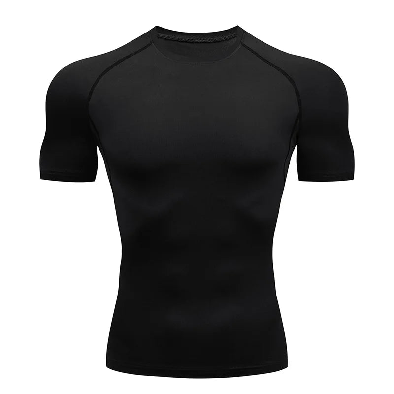 Men's Compression Shirts Athletic Quick Dry Breathable Rash Guard Athletic Tight Workout Tops Summer