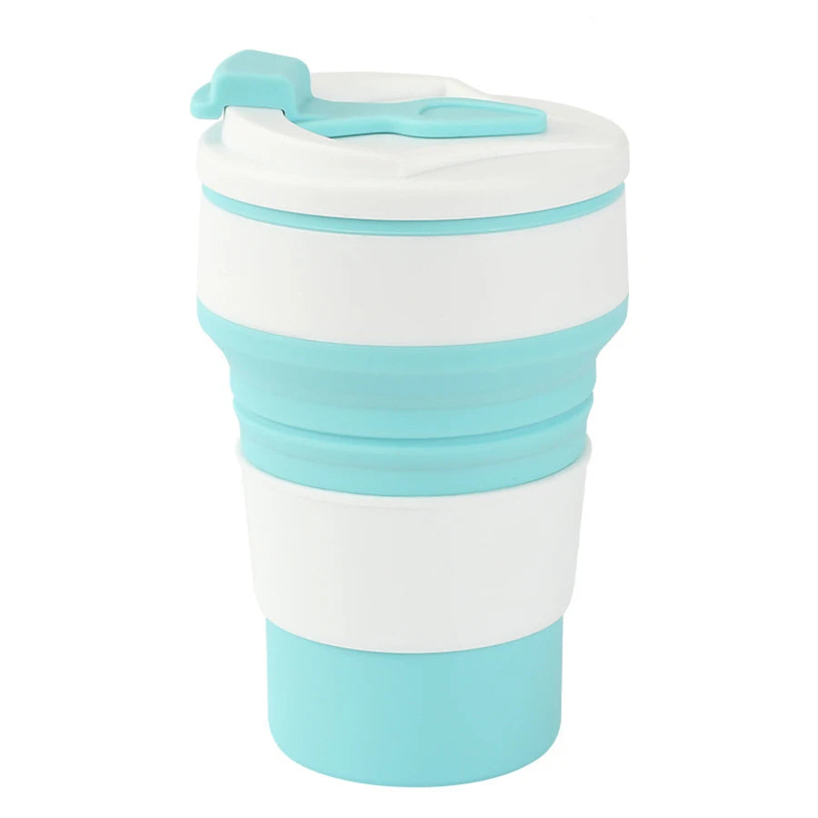 350ML Food-Grade Silicone Folding Cup, With Lid, Reusable Portable Coffee Cup, Hot Drink ,Suitable For Travel And Camping