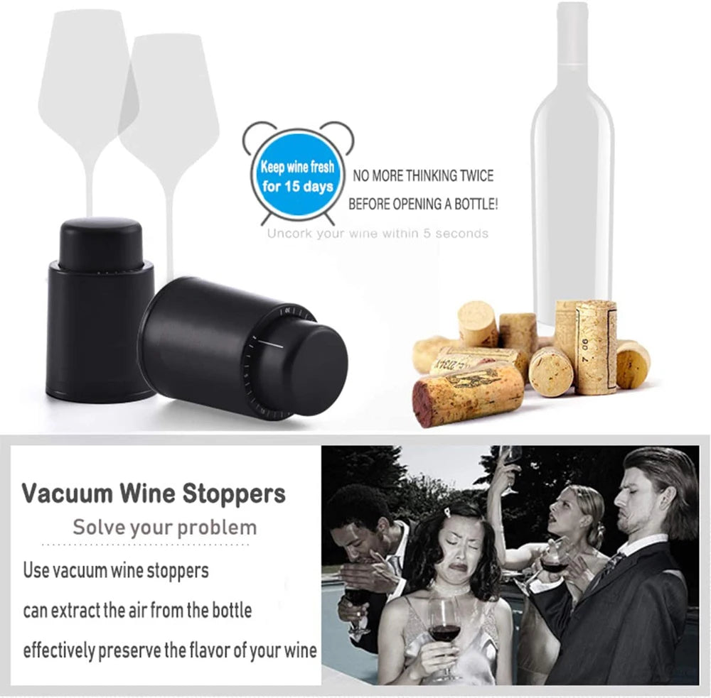 Vacuum Wine Bottle Stopper Sealed Storage Vacuum Memory Wine Stopper Push Style Bar Tools Barware Reusable Wine Cork