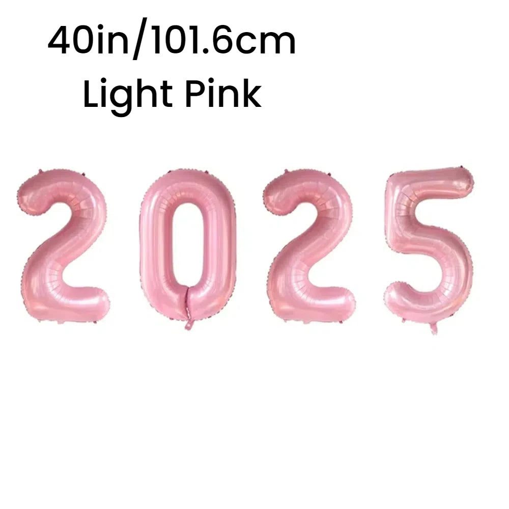 4PCS Happy New Year 2025 Foil Number Balloons Number Balloon Suitable for Birthday Graduation New Year Decoration 2025