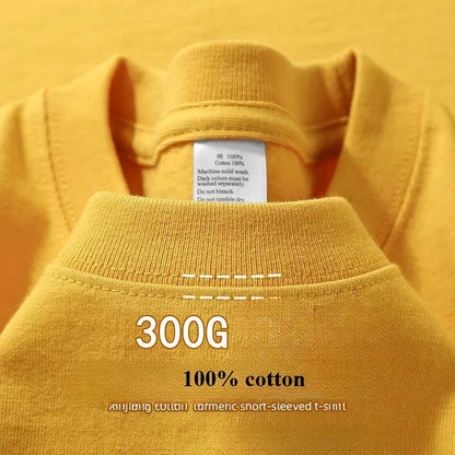 Summer Cotton Heavy Duty 300grams American Pure Cotton Short Sleeves T-shirt Men Casual Base Top Oversized T Shirt