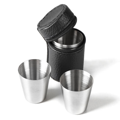 4/6Pcs Outdoor Practical Travel Stainless Steel Cups Mini Set Glasses For Whisky Wine With Case Portable Drinkware 30ml/70ml