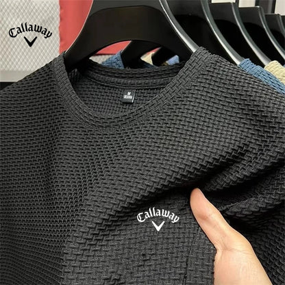 New Summer Men's Embroidered Ice Cool Hollow Silk Lapel Knitted Polo Shirt Luxury Fashion Casual Comfortable Cool T-shirt Top