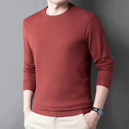 2024 Men's New Waffle Round Neck Long Sleeved T-shirt Summer Comfortable Top