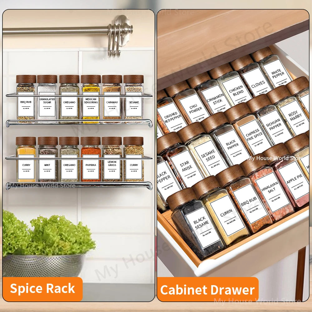 13Pcs Glass Spice Jars with Bamboo Lids 4oz Glass Jars Spice Jar Set Seasoning Jars Organizer Storage Bottles for Spice Rack