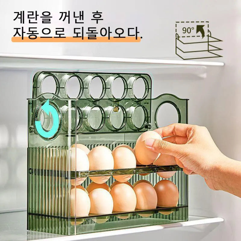 Kitchen Large Capacity Egg Fridge Storage Box - Portable Multi-Layer Egg Tray Organizer, Convenient Opening/Closing Egg Holder