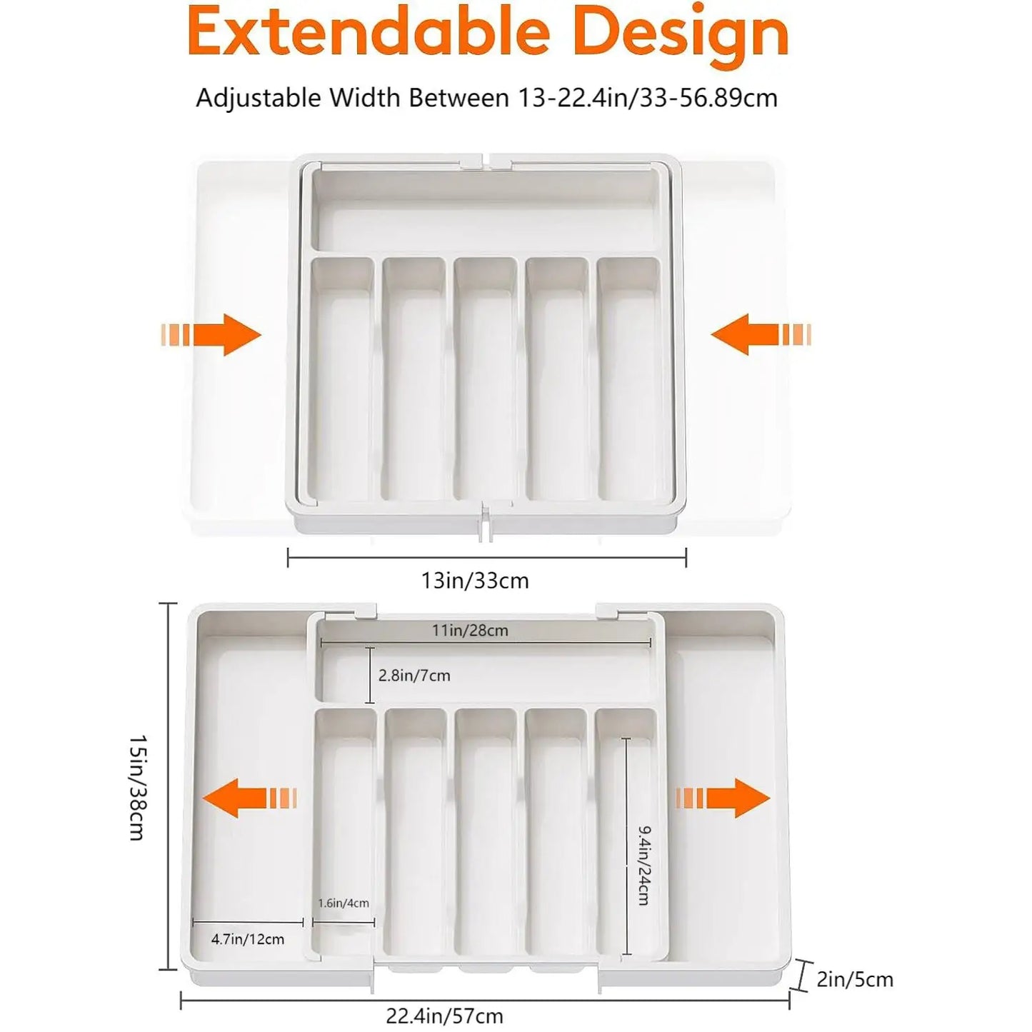 Upgradation Adjustable Flatware Tableware Organizer with Dividers Utensil Holder Plastic Storage Tray for Spoons Forks Knives