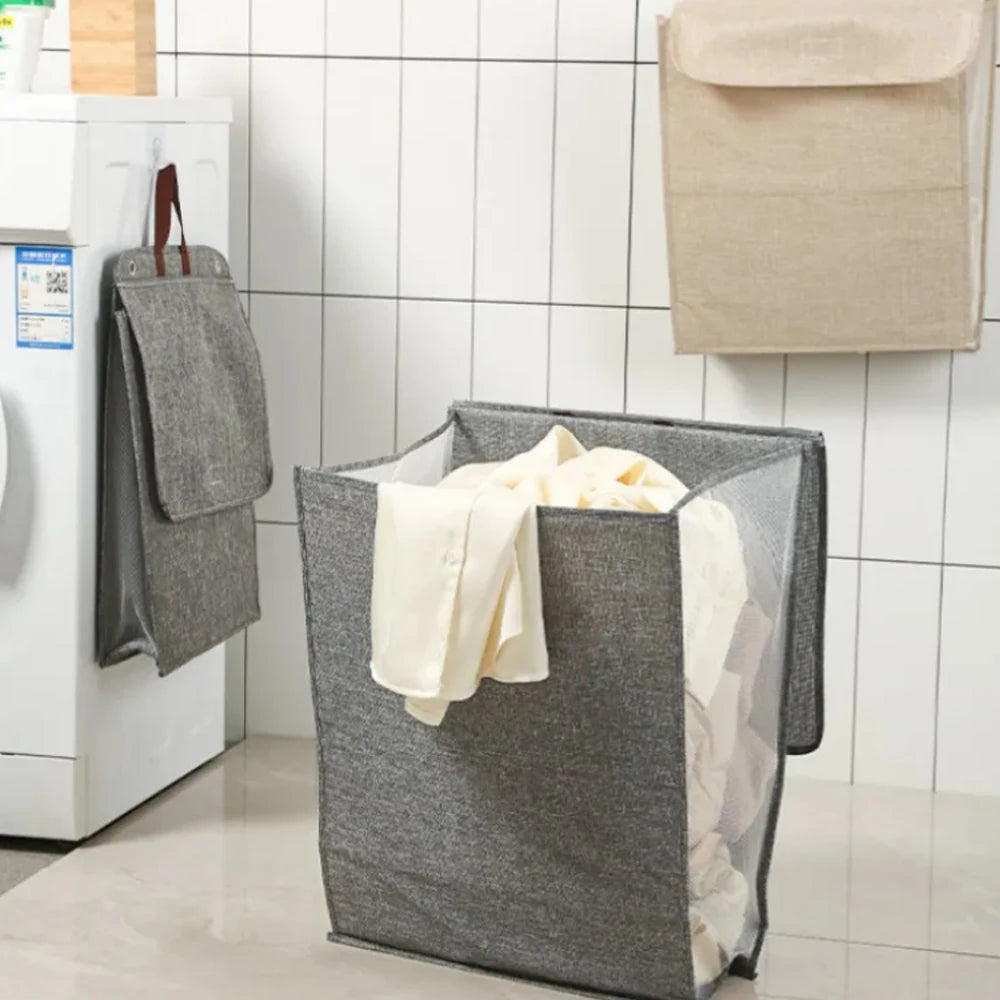 1PC Laundry Bag Organizer Foldable Storage Basket Family Dorm Goodies Dirty Clothes Storage Basket Wall Mounted