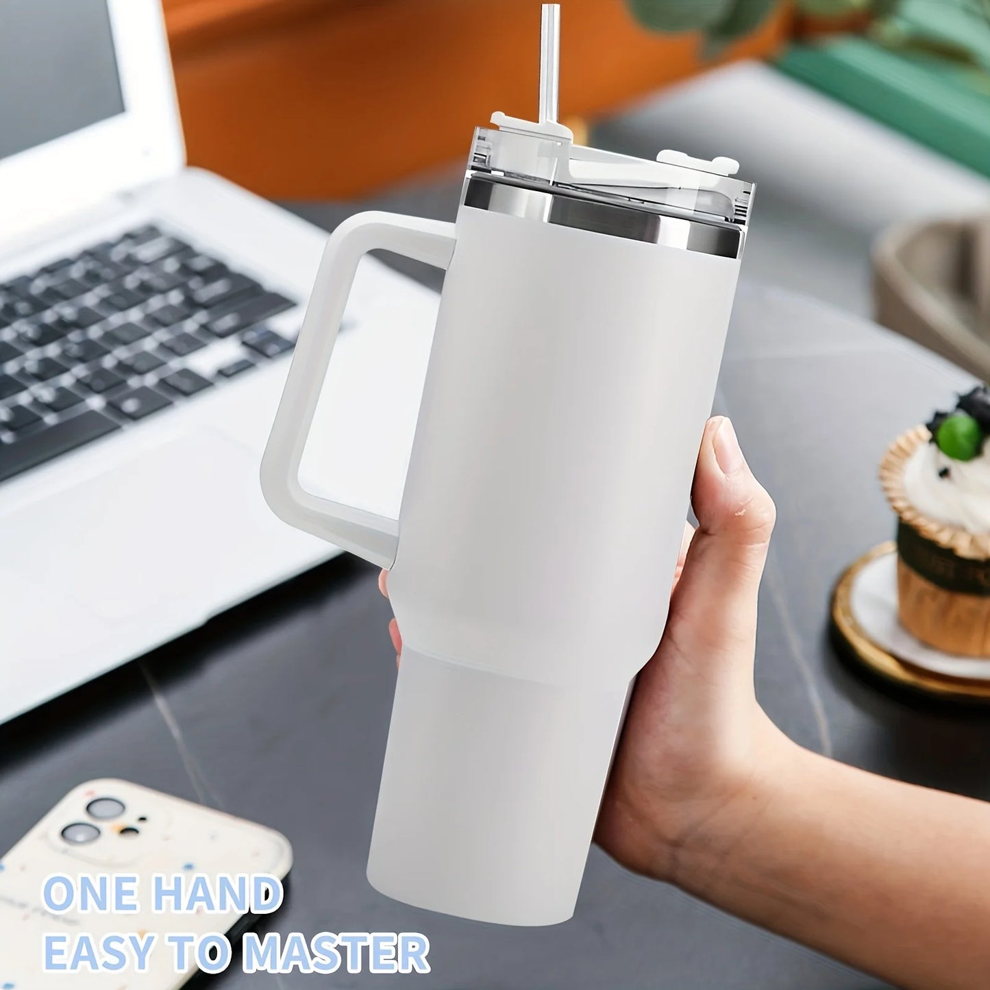 40oz Tumbler Vacuum Insulated Thermos Custom Travel Cup Stainless Steel Water Bottle Coffee Mugs With Handle Outdoor Drinkware