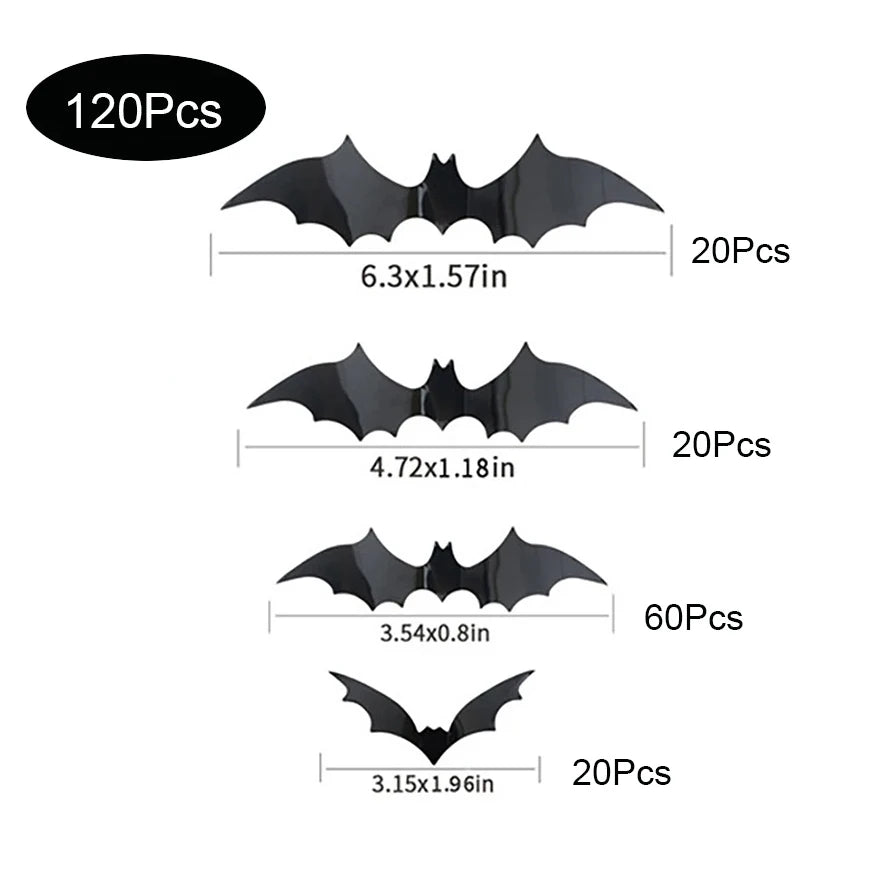 Halloween Bats Decoration,Black Pvc Bats On The Wall Decor,Halloween Bat Wall Stickers,Horror Front Porch Decor