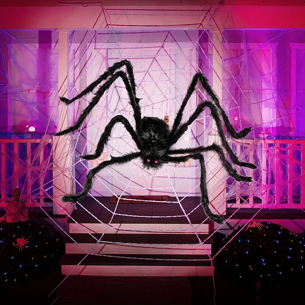 200cm Giant Halloween Spider Decoration,Large Outdoor Plush Spider Decorations,Scary Huge Fake Spider Props Like Professional