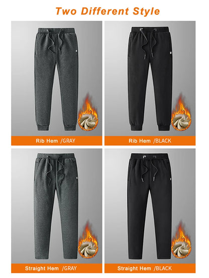 Pantalon de survêtement d'hiver pour hommes, épais et chaud, en polaire, jogging, vêtements de sport, poches zippées, pantalon de survêtement décontracté en coton, grande taille 6XL 7XL 8XL