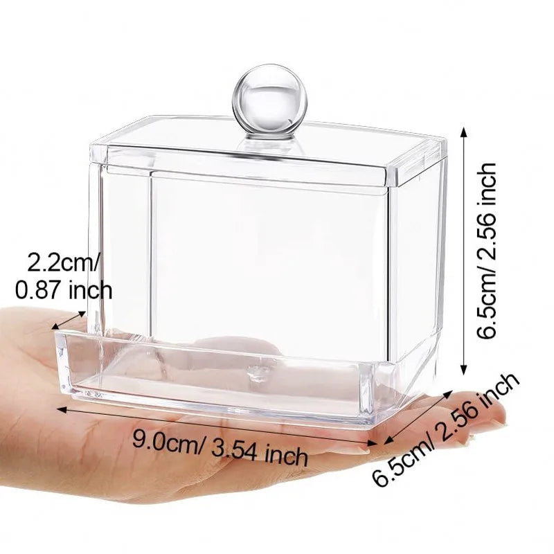 Qtip Holder Dispenser  Clear Bathroom Organizer Jar  Swab/Pad/Ball Holder Container Cosmetics Storage Boxes for Vanity