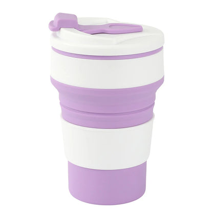 350ML Food-Grade Silicone Folding Cup, With Lid, Reusable Portable Coffee Cup, Hot Drink ,Suitable For Travel And Camping