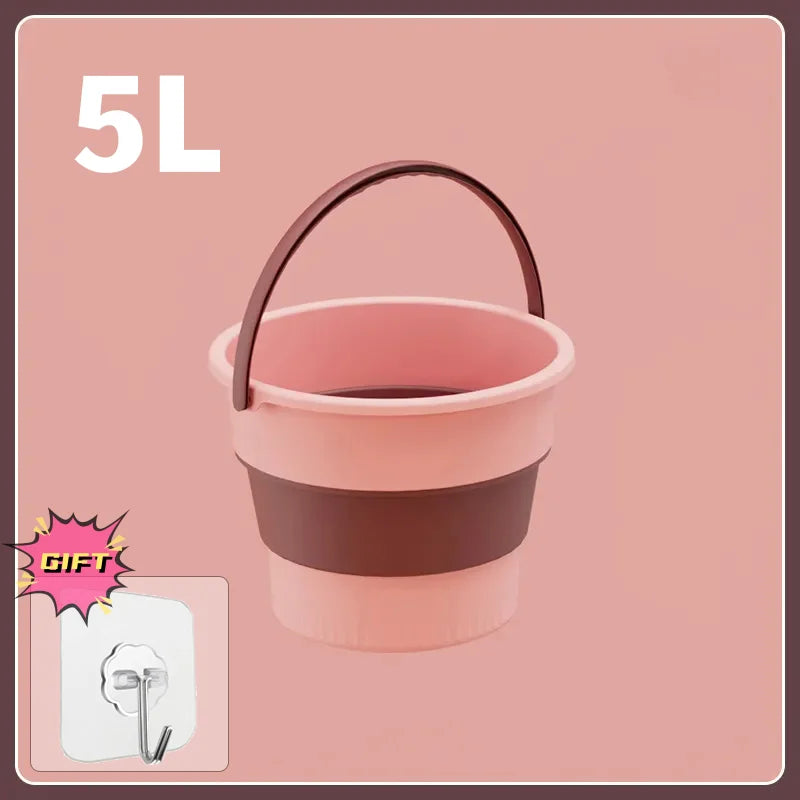 5/10/17L Portable Folding Bucket  Multifunctional Thickened Silicone Bucket for Car Washing and Fishing  Camping Folding Bucket