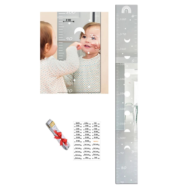 ﻿Puzzle Mirror Growth Chart Ruler Shatterproof Acrylic Height Measurement Mirror Ruler Wall Decoration Full Body Mirror