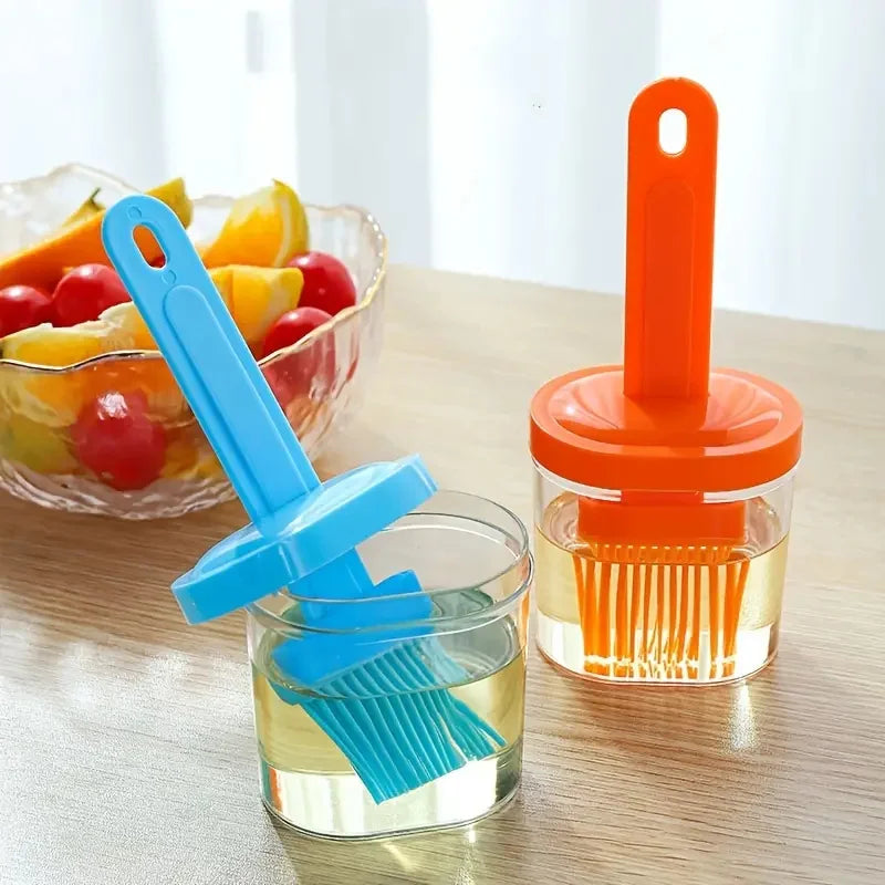 1 brosse à huile pour crêpes, brosse à huile intégrée avec bouteille, outil de cuisson à haute température pour la cuisine et la maison