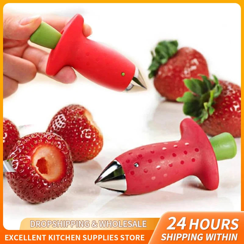 Strawberry Slicer Cutter Strawberry Corer Strawberry Huller Fruit Leaf Stem Remover Salad Cake Tools Kitchen Gadget Accessories