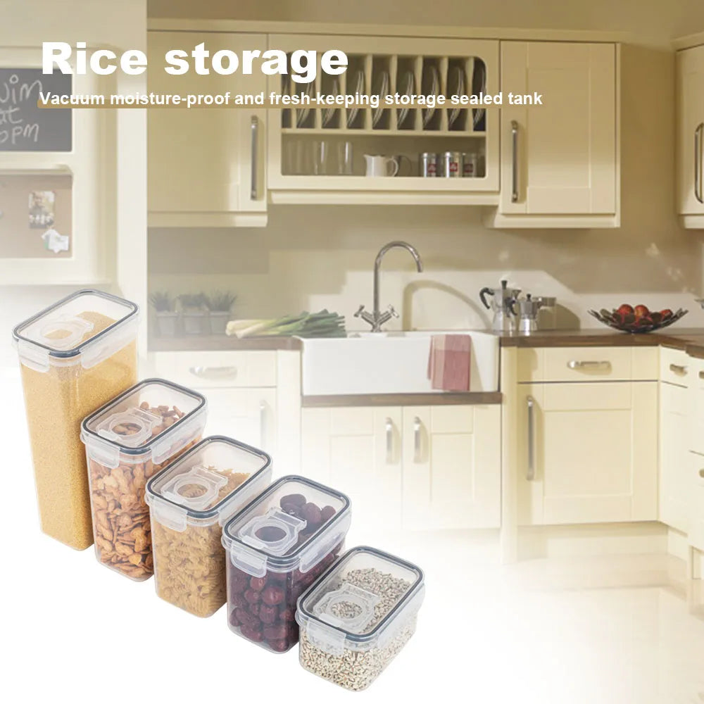 Sealed Plastic Food Storage Box Cereal Candy Dried Jars With Lid Fridge StorageTank Containers Household Items Kitchen Organizer