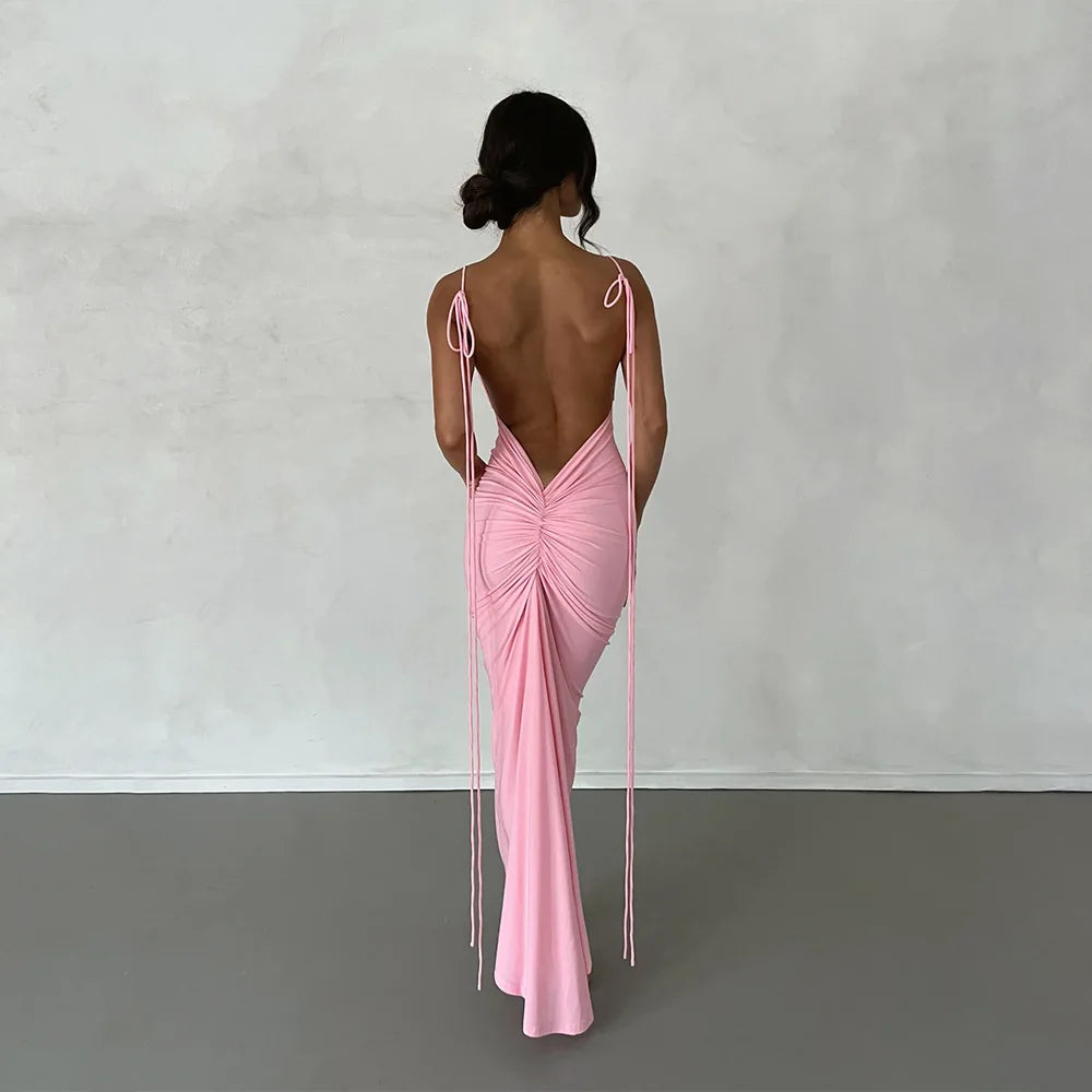 Tamera Spaghetti Strap Backless Maxi Dress