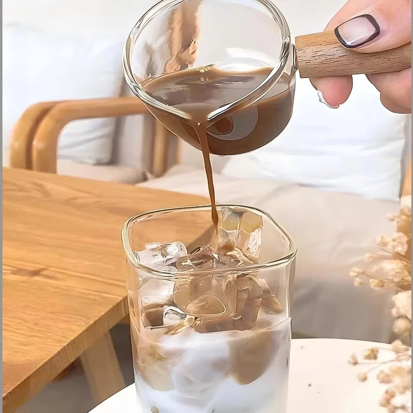 1PCS Square Heat Resistant Coffee Glass Cup With Lid and Straw Transparent Milk Tea Juice Cups Coffee Mug For Home Bar Drinkware