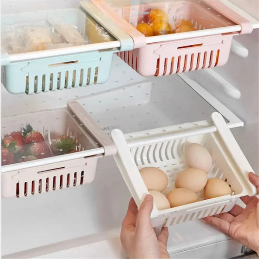 1Pc Refrigerator Storage Basket Flexible Expandable Fridge Organizer Drawer Storage Rack Storage Fresh Box Freezer Box Storage