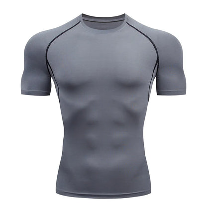 Men's Compression Shirts Athletic Quick Dry Breathable Rash Guard Athletic Tight Workout Tops Summer