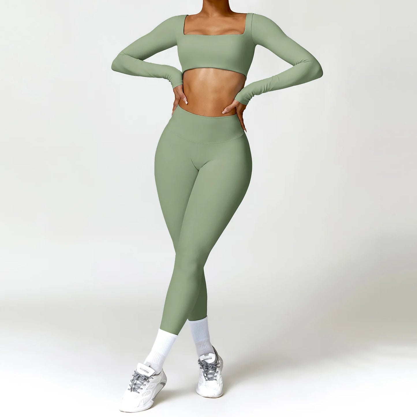 Ensemble de sport de yoga 2 pièces pour femmes, ensemble de gymnastique à séchage rapide, survêtement pour femmes, course à pied, entraînement, chemise de sport à manches longues, vêtements de yoga