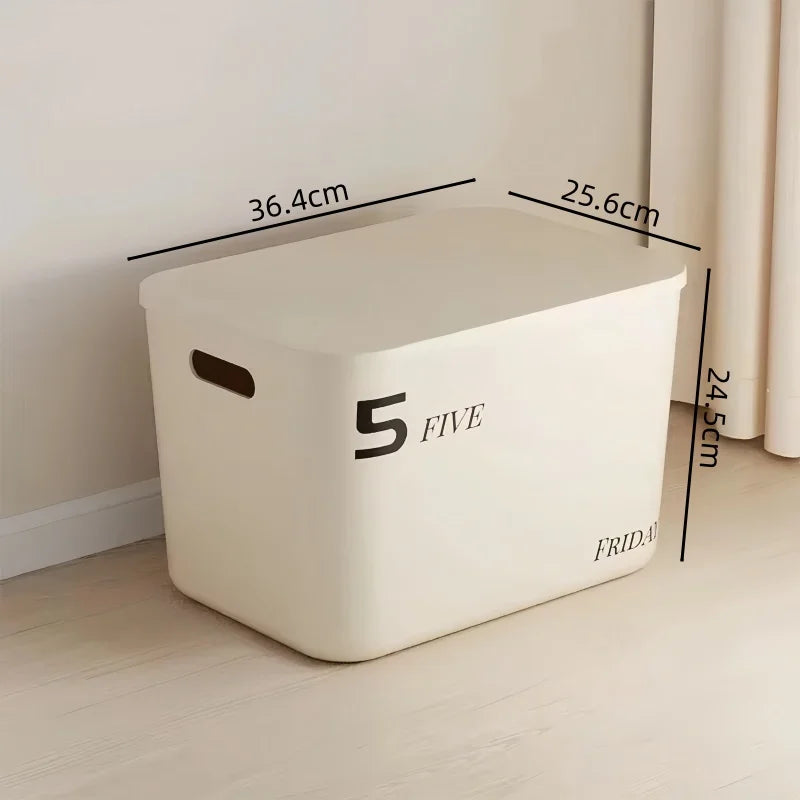 Stackable Storage Box with Lid Dustproof Cosmetics Clothing Grocery Organizer Bedroom Dormitory Storage Bin Toy Storage Basket