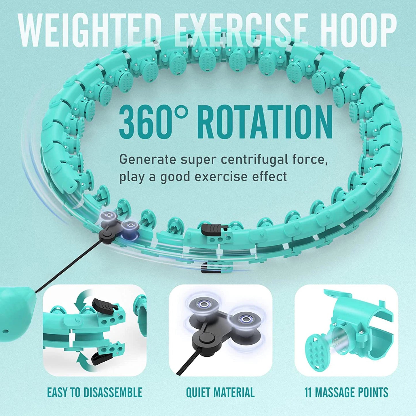 Ultimate Weighted Fitness Hoop: Detachable Knots for Abdomen Weight Loss & Massage - Perfect for Adults & Kids!