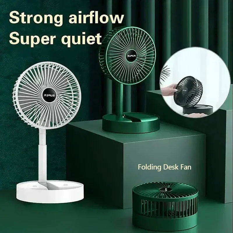 2024 Desktop Foldable Retractable Small Fan Mini Portable Charging USB Home Low Noise High Duration Standby Mini Electric Fan