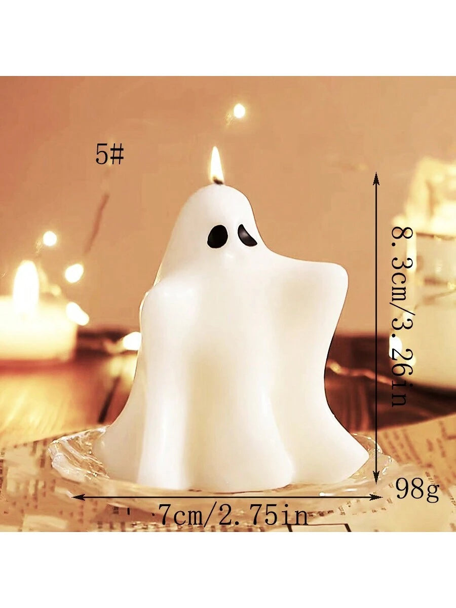 Handmade Halloween Ghost-Shaped Aromatherapy Candle Decor with Slight Color Differences