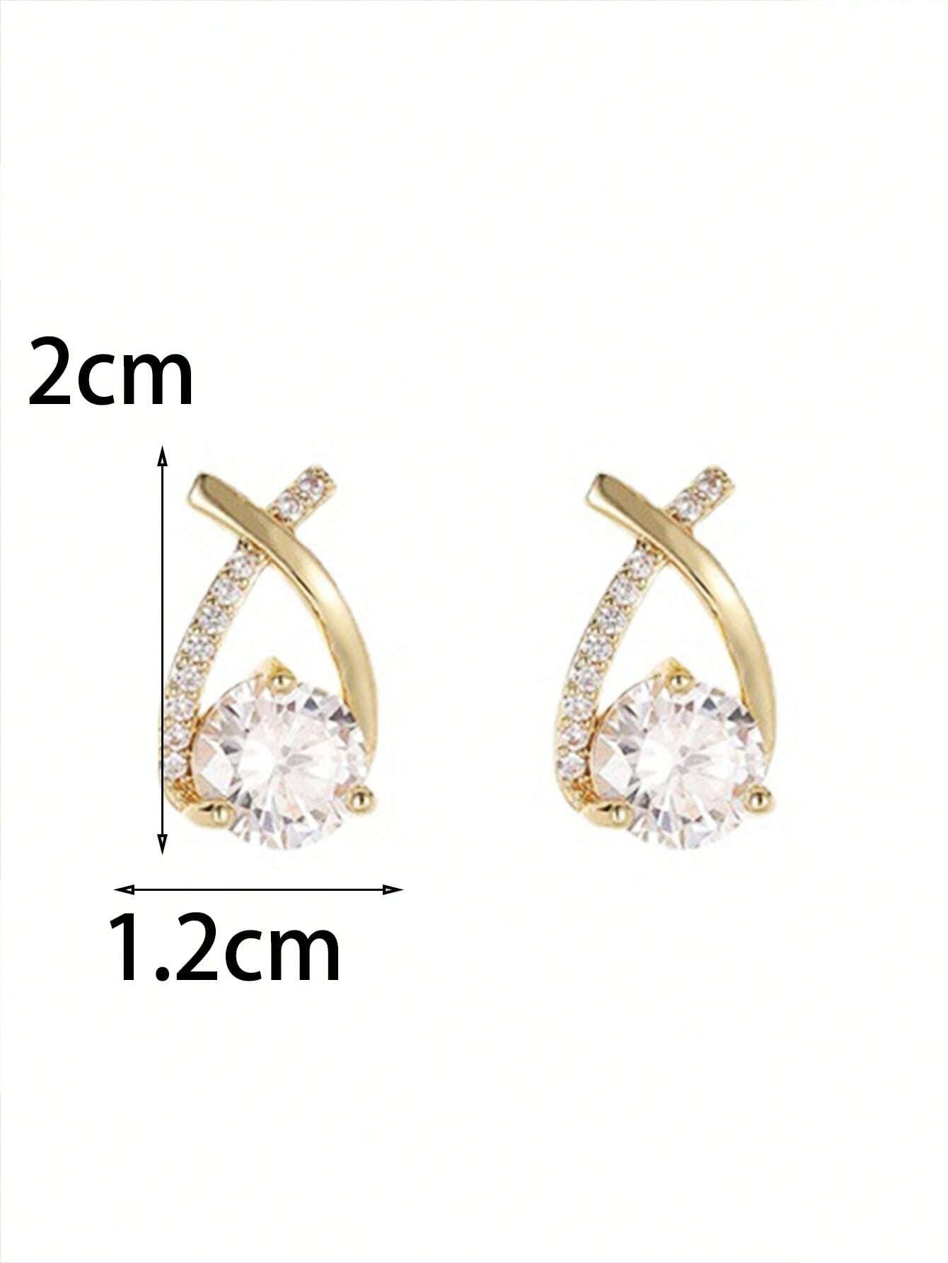 1Pair Luxury & Elegant Twist Waterdrop Cubic Zirconia Stud Earrings for Decoration