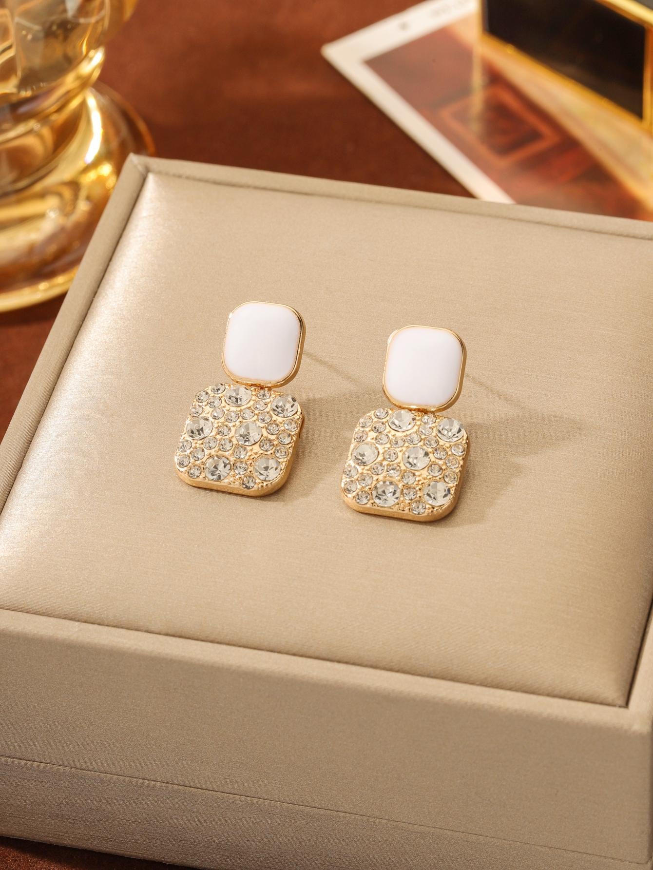 Rhinestone Geo Decor Earrings