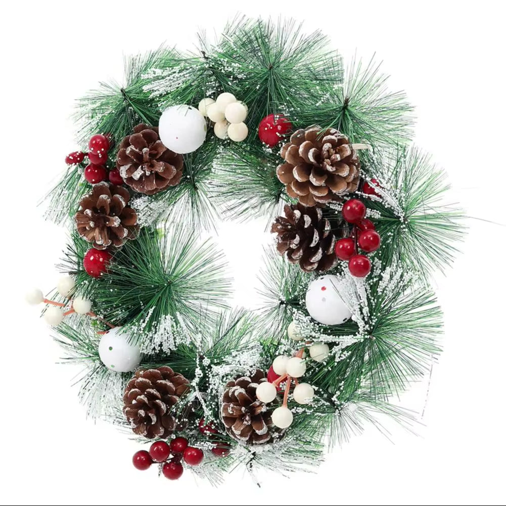 32Cm Snowflake Pine Cone Christmas Artificial Wreath