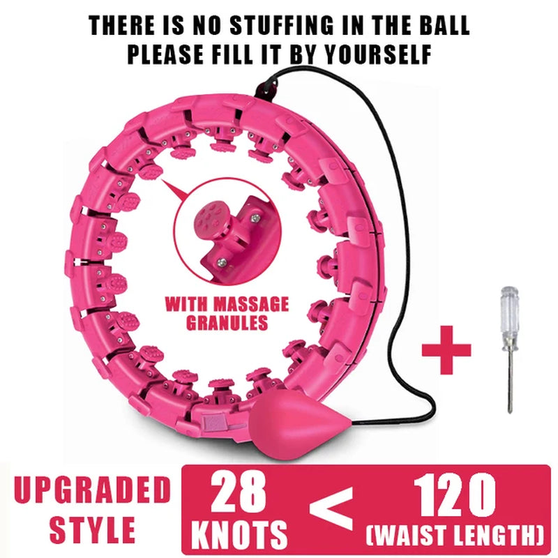 Ultimate Weighted Fitness Hoop: Detachable Knots for Abdomen Weight Loss & Massage - Perfect for Adults & Kids!