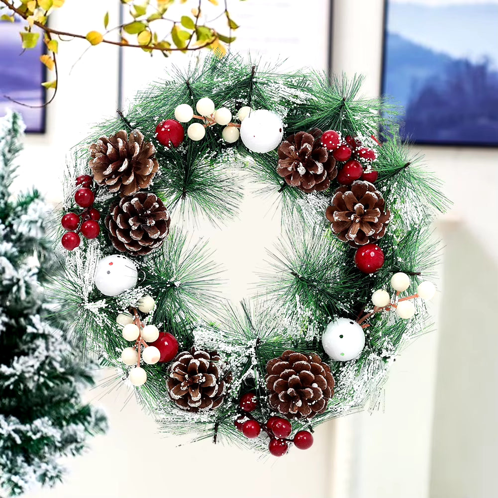 32Cm Snowflake Pine Cone Christmas Artificial Wreath