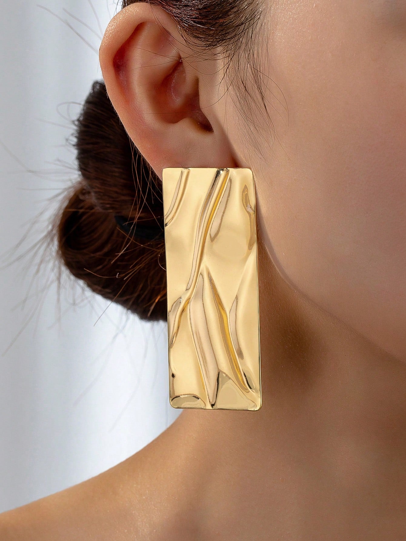 1Pair Metallic Rectangle Geometric Earrings