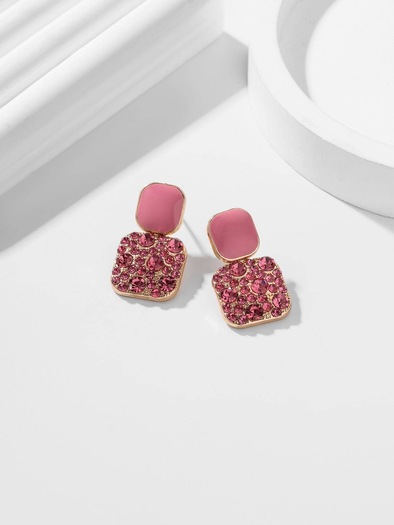 Rhinestone Geo Decor Earrings