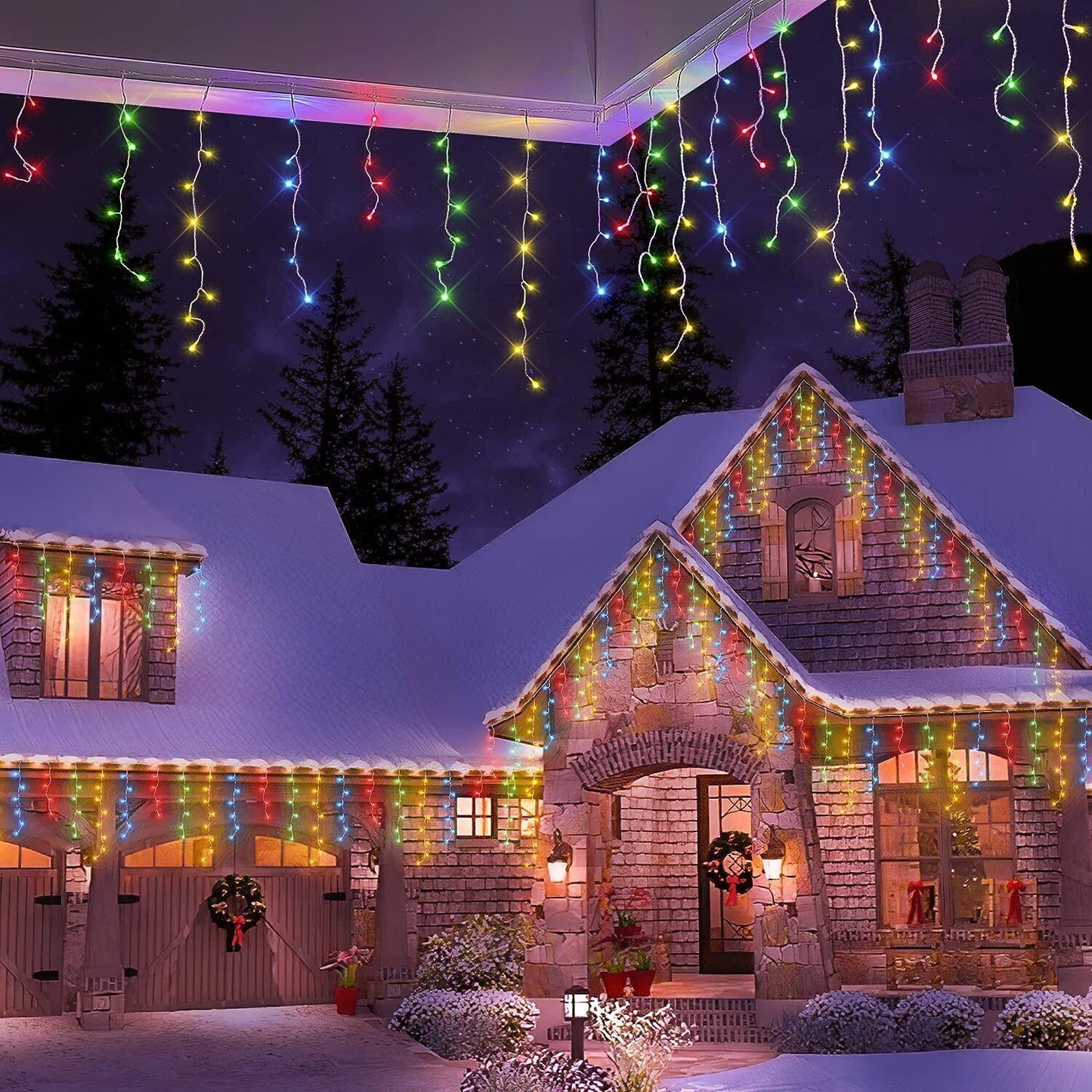 CHRISTMAS LED WHITE SNOWING ICICLE BRIGHT PARTY WEDDING XMAS OUTDOOR LIGHTS