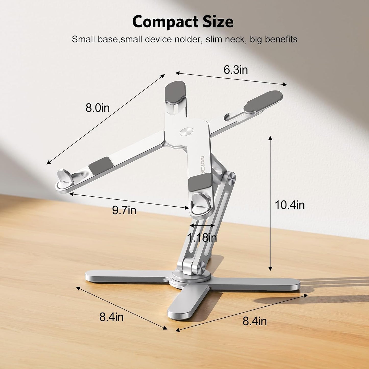 360 Rotating Laptop Stand Riser for Desk, Ergonomic Foldable Computer Stand Adjustable Height Angles for Collaborative Work, Easy Storage Fit Macbooks,All Laptops up to 16 Inches, Silver